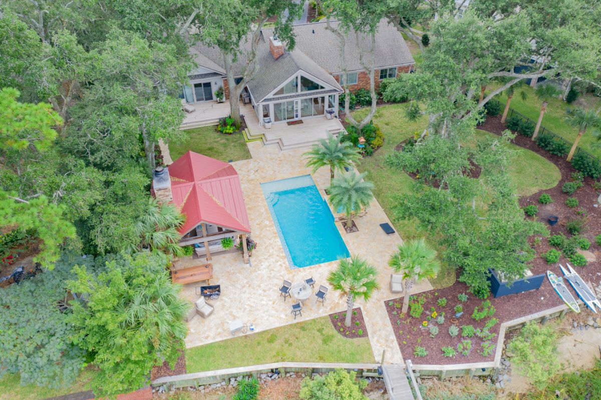 Charleston landscape design and install aerial view